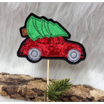 Stickdatei - ITH Blumenstecker Stab Auto mit Weihnachtsbaum